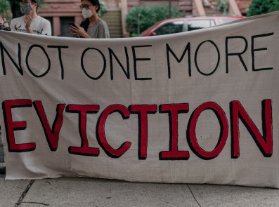 picture of a banner saying 'eviction'