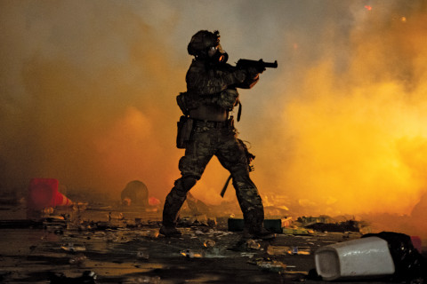 picture of a soldier on the streets