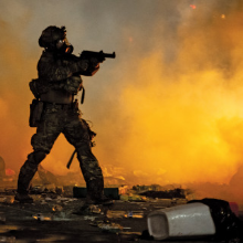 picture of a soldier on the streets